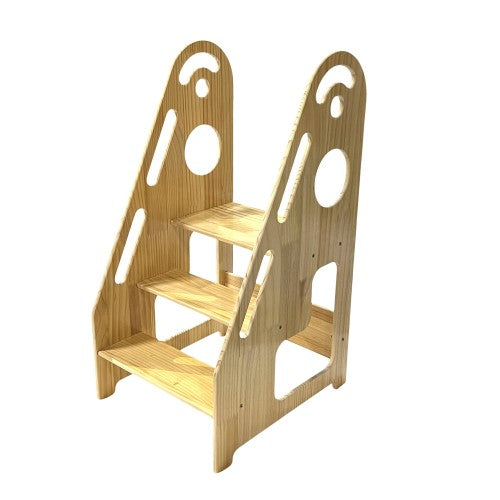 INTEXCA Wooden Step Stool, Adjustable Kitchen Step Stool for Kids and Toddlers with Adjustable Platform for Kitchen, Bathroom INTEXCA Wooden Step Stool, Adjustable Kitchen Step Stool for Kids and Toddlers with Adjustable Platform for Kitchen, Bathroom